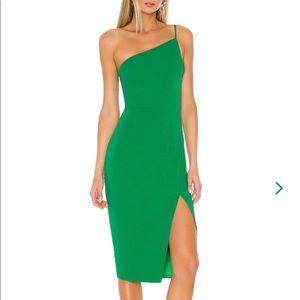 Lovers + Friends one shoulder green dress, size M. Brand new with tags on